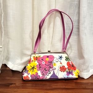UNIQUE ART NOUVEAU shoulder bag Pink, flowers, butterfly....